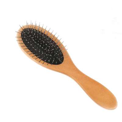 Low MOQ trendy round shape wooden brush with metal pins