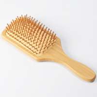 Wholesale rectangle handle bamboo fancy white rubber cushion natural wooden pins hair brush