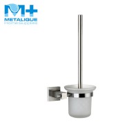 Modern High Quality Bath Hardware Set Metal Stainless Steel Brushed Toilet Brush Holder Glass Cup 57089